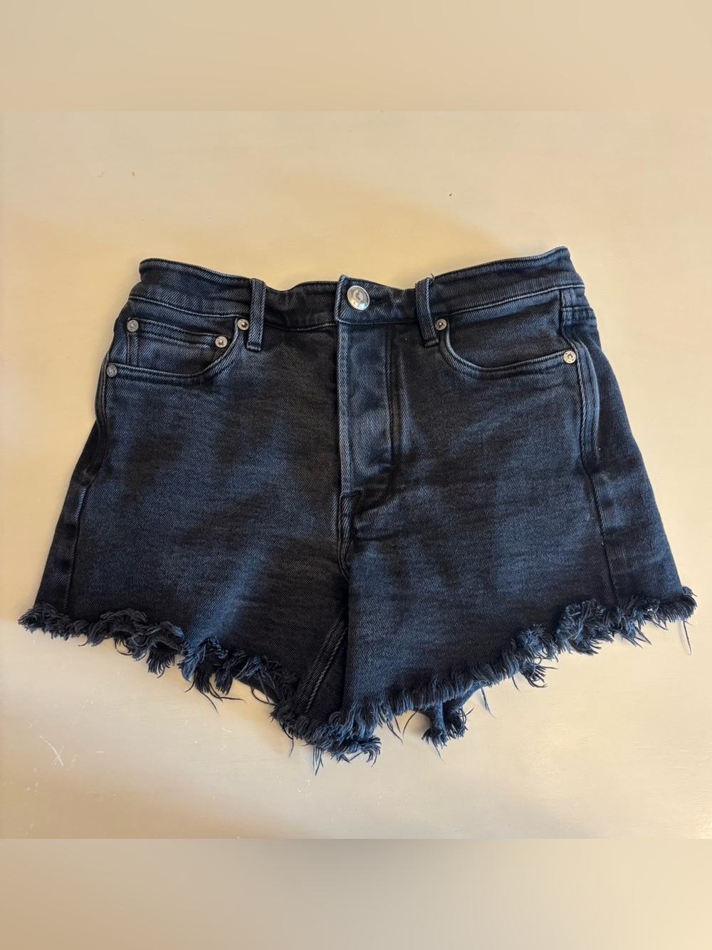 AYR The Juuust Riiight Black Button Fly Jean Shorts Size 25